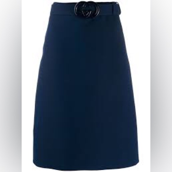 Gucci Dresses & Skirts - Gucci Navy A-Line Skirt with Belt